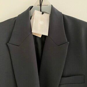 LOW CLASSIC Oversized Double Breasted Wool Blazer Navy Size S